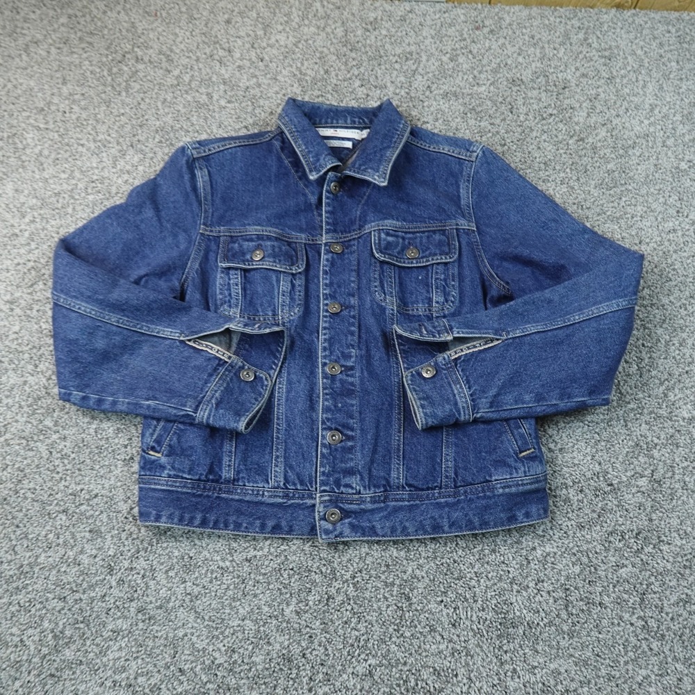 VTG Tommy Hilfiger Jacket Womems XL Blue Denim Jean Trucker Selvedge 90s Y2K 00s